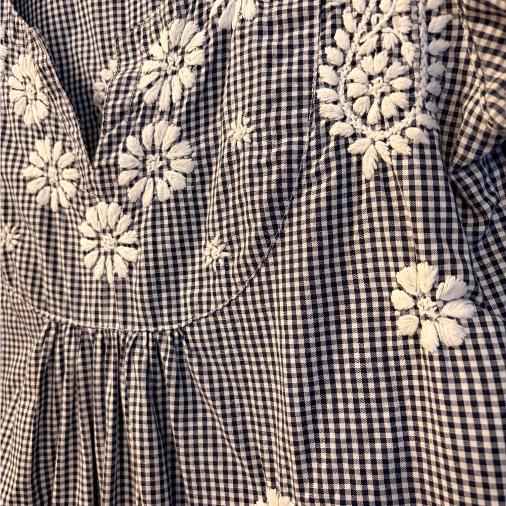 Embroidered Black & White Gingham Dress - Picture 4 of 7